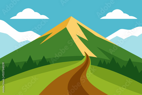 Majestic Mountain Peak A Serene Landscape Illustration