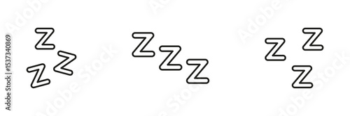 Sleeping Zzz Line Icon Set. Sleep, Rest, And Relaxation Symbol Collection. Nighttime, Dreaming, And Snooze Representation. Editable Stroke. Isolated Vector Illustration