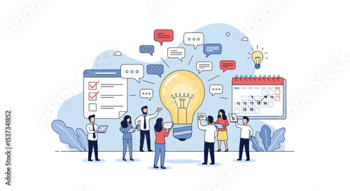 Team Brainstorming Together Generate a lot of Ideas for Business