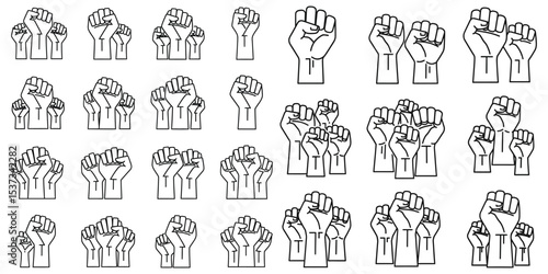 Illustration Featuring a Pattern of Raised Fist Symbols in Solidarity and Protest