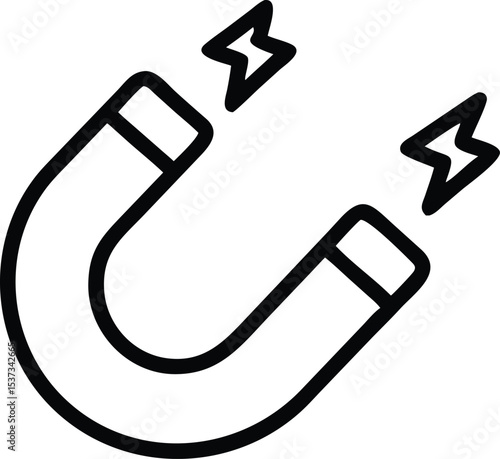 Magnet Icon for Attraction and Magnetic Field
