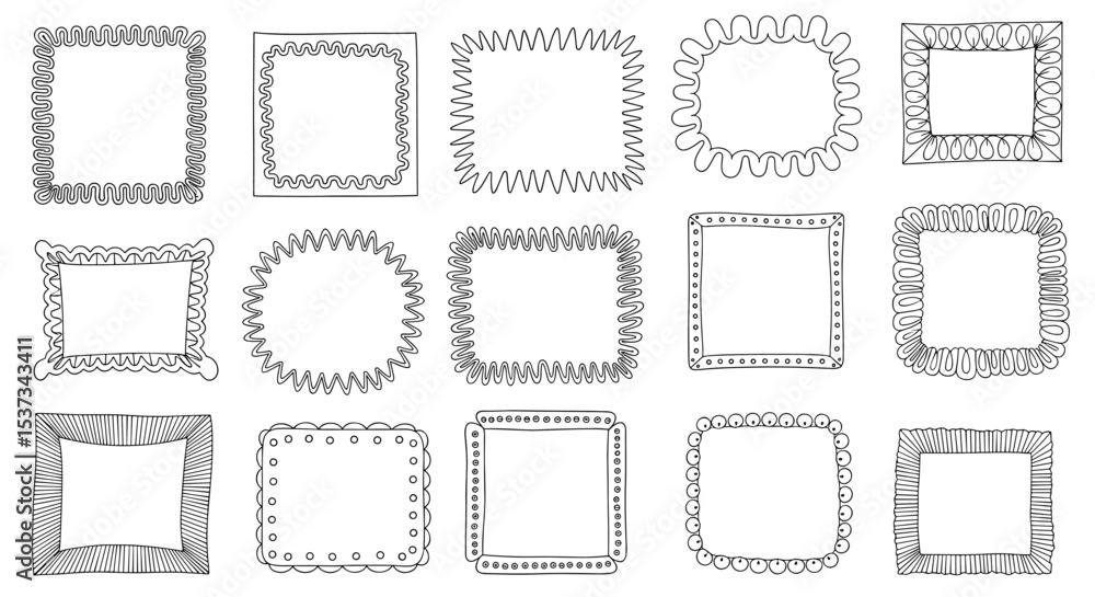 Obraz premium Hand Drawn Picture Frames Borders Collection Decorative Sketch Element