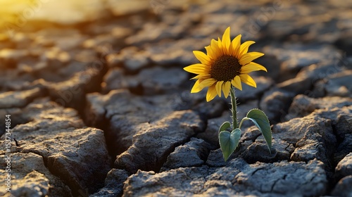 Somber Drought Crisis: Gold-Hued Sunflowers Amid Cracked Terrain and the Relentless Push of Climate Catastrophe