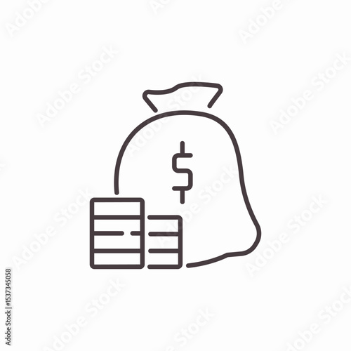 money bag and stack icon sign vector