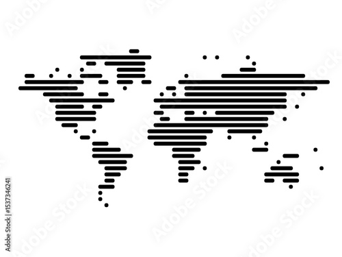 Horizontal Lines Vector Map of the World Small