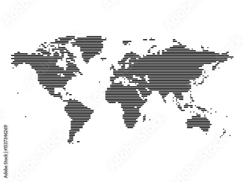 Horizontal Lines Vector Map of the World Large