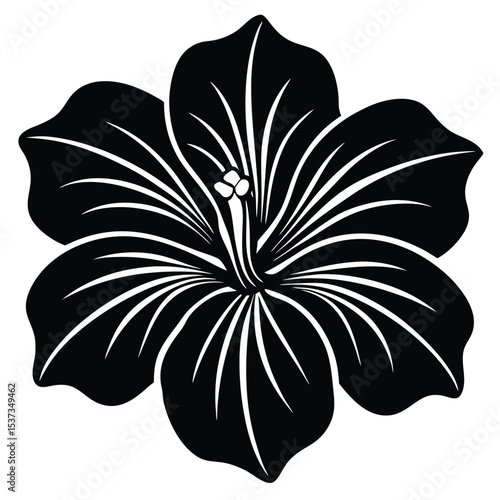 Stylized black hibiscus flower isolated on transparent background