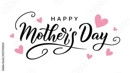 Happy mother's day calligraphy with hearts