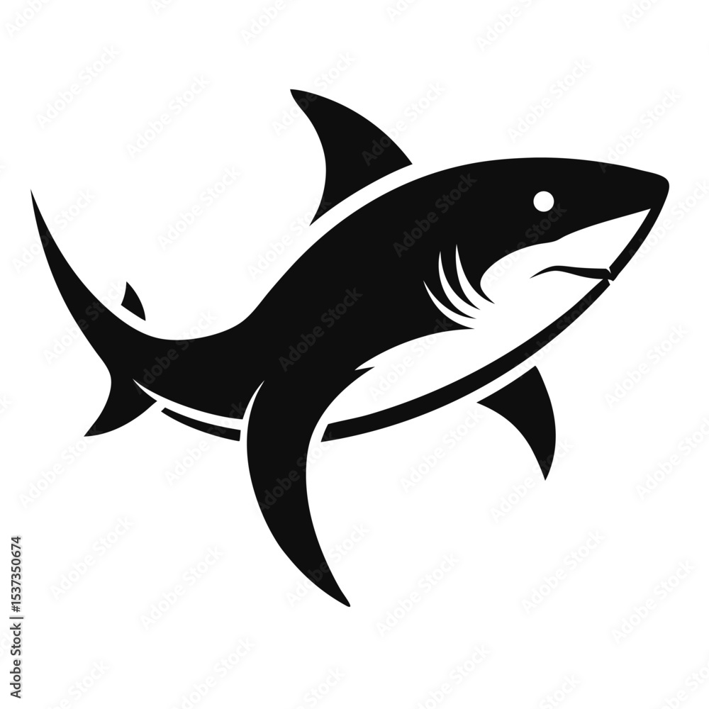Obraz premium Silhouette of a Shark – Vector Graphic