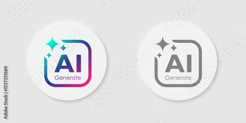 Generate AI button user interface. Artificial intelligence logo icon symbol UI UX design concept for website, app. Vector illustration