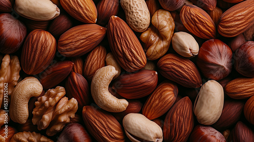 Various types of nuts displayed together in a close-up view showcasing their unique textures and colors
