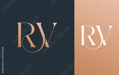 Initial letter RV VR logo design vector illustration for couple, wedding, and business