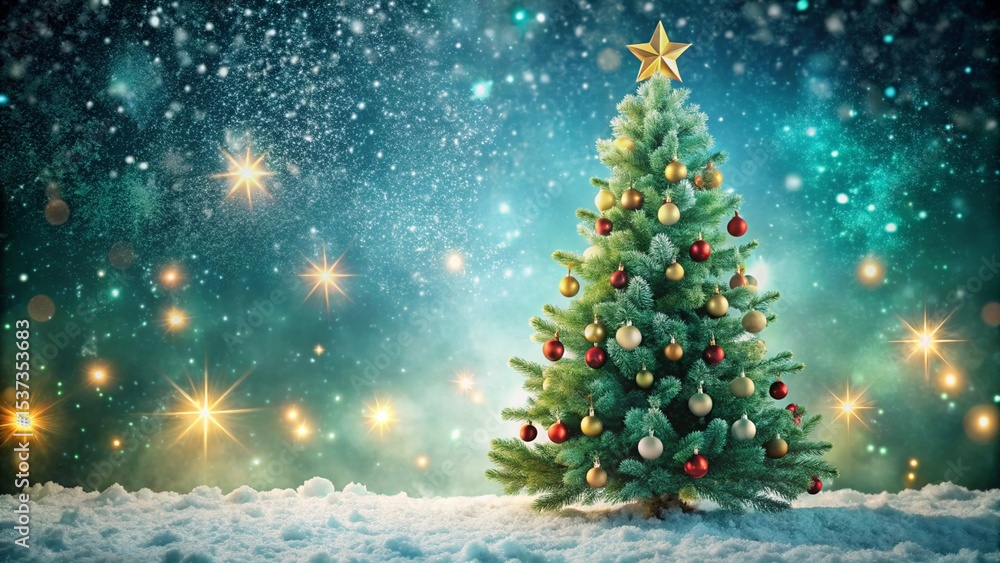 christmas tree with snow and lights christmas tree with snow and lights