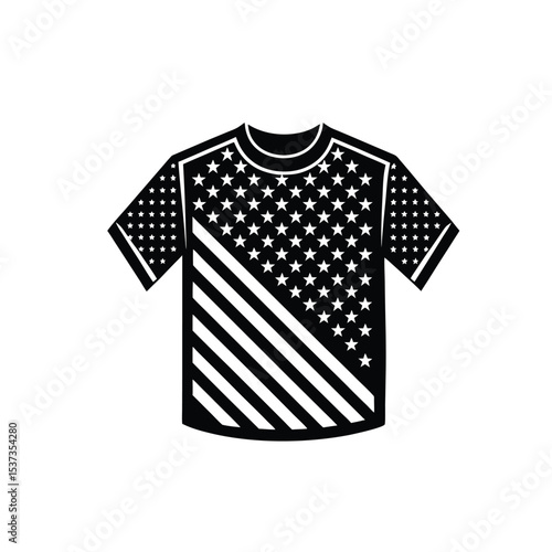 Stylish T-shirt vector with diagonal stripe pattern inspired by American flag. Great for clothing prints, sportswear, and patriotic apparel.