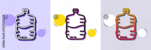 Water cooler bottle line icon. Halftone dotted pattern. Gradient icon with grain shadow. Still aqua drink sign. Liquid symbol. Line cooler bottle icon. Various designs. Vector