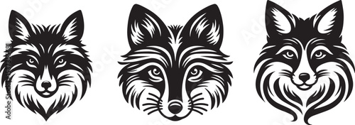 Fox head or face silhouette vector illustration 