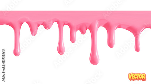 Vector realistic isolated pink donut glaze on white background.