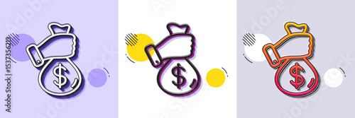 Bribe line icon. Halftone dotted pattern. Gradient icon with grain shadow. Money fraud crime sign. Cash scam symbol. Line bribe icon. Various designs. Vector