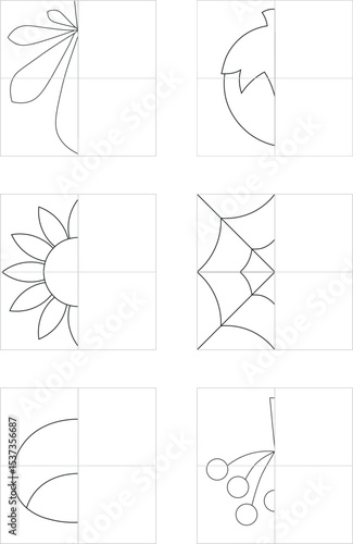 Education game for children complete the picture of autumn elements, worksheet for children