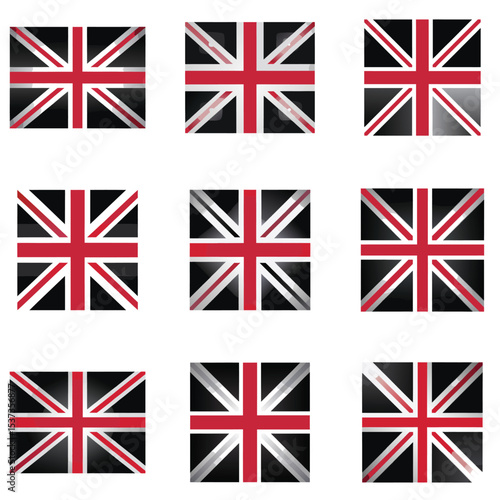 Union Jack Flag Icon Set