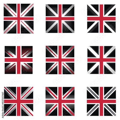 Union Jack Flag Icon Set