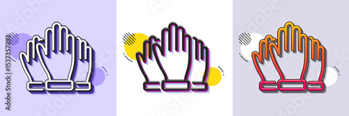 Vote hands line icon. Halftone dotted pattern. Gradient icon with grain shadow. Election voting sign. Volunteers or referendum symbol. Line vote icon. Various designs. Vector