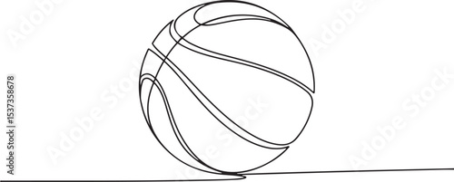 Single continuous one line art drawing of a basketball