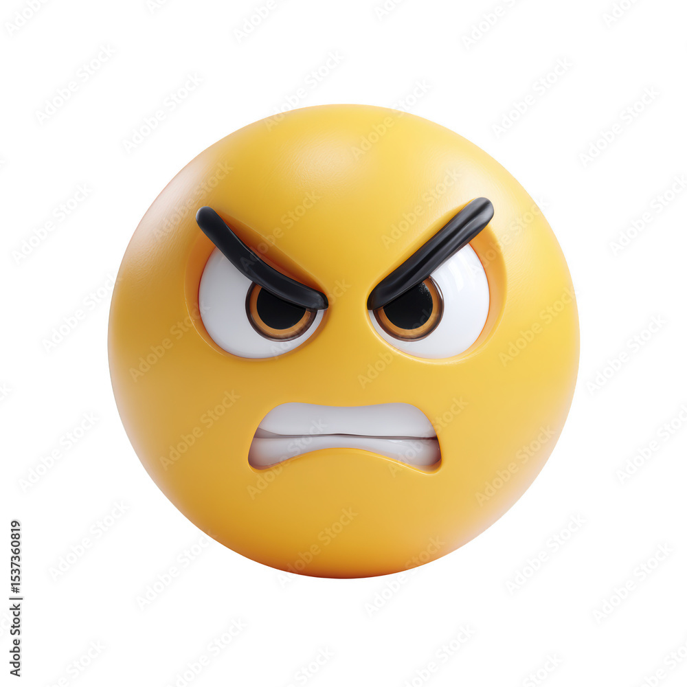 Fototapeta premium Angry emotion face png isolated in 3d transparent using for presentation.