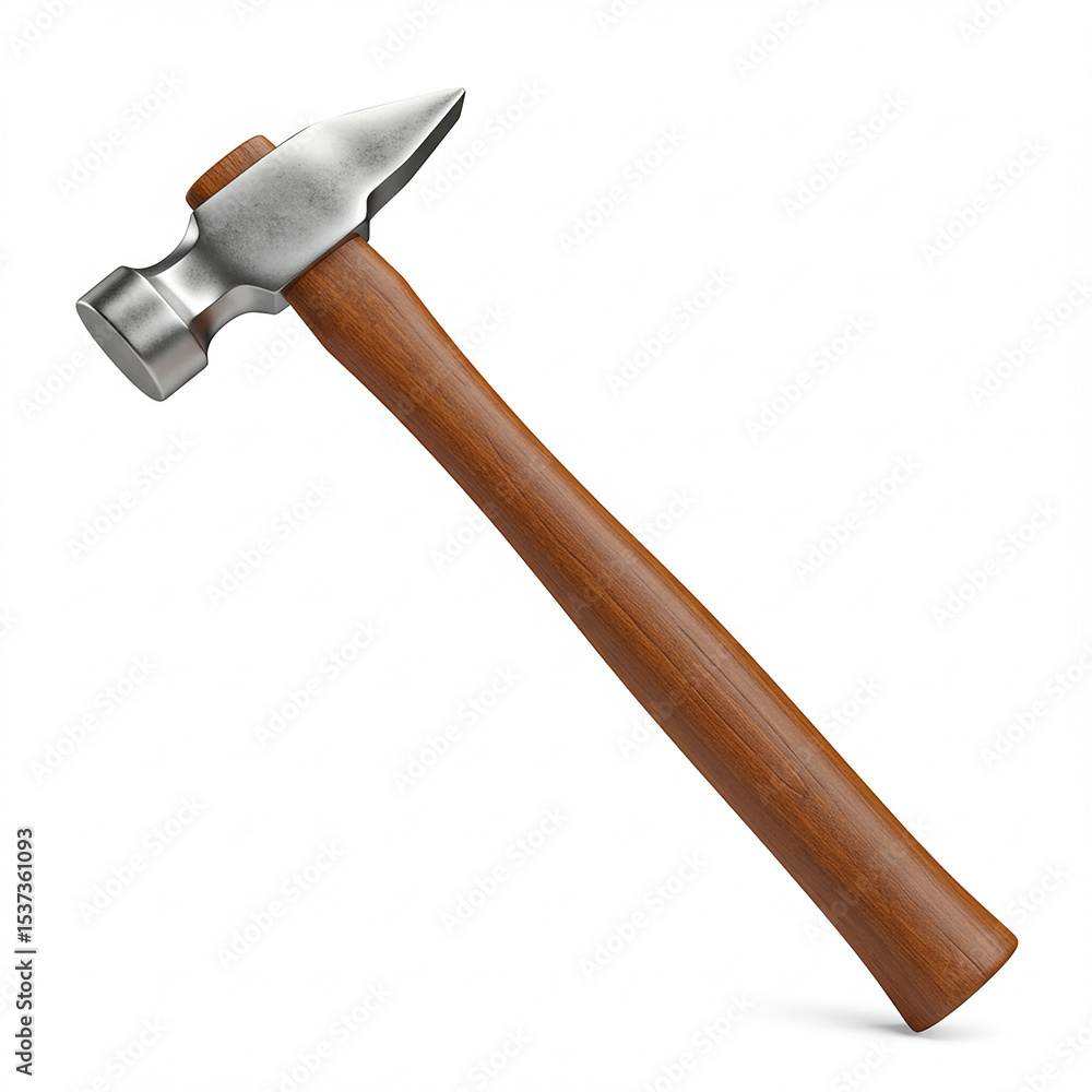 Metal hammer with wooden handle isolated Metal hammer with wooden handle isolated