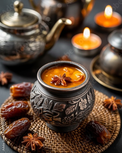 Wallpaper Mural Aromatic spiced date drink in ornate pot Torontodigital.ca