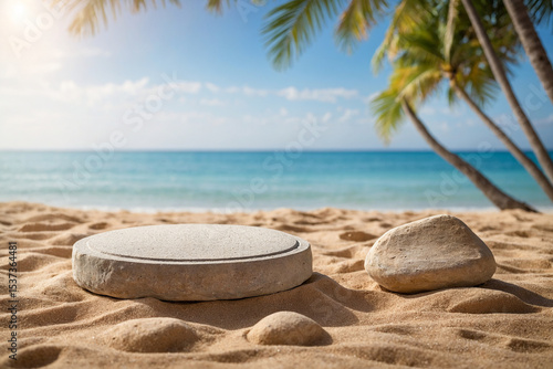 Wallpaper Mural Natural Stone Podium for Summer Cosmetic Product Display Torontodigital.ca