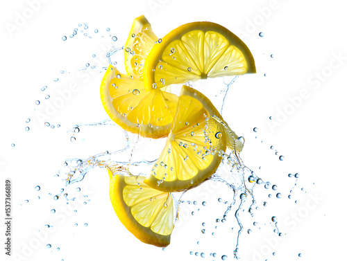 Refreshing Lemon Slices Splashing in Water A Vibrant Citrus Burst