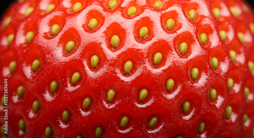 Wallpaper Mural Close-up of fresh strawberry surface with visible seeds and vibrant red texture, macro fruit photography showing natural patterns and detail Torontodigital.ca