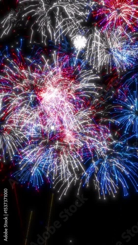 Looping Patriotic Fireworks Display Background