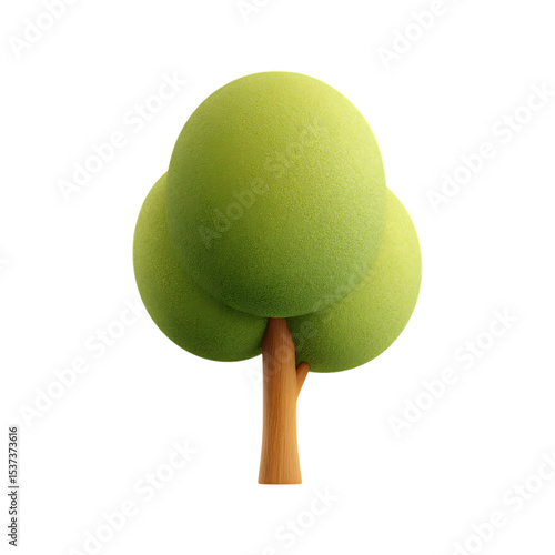 Cartoon tree 3d render isolated on transparent background