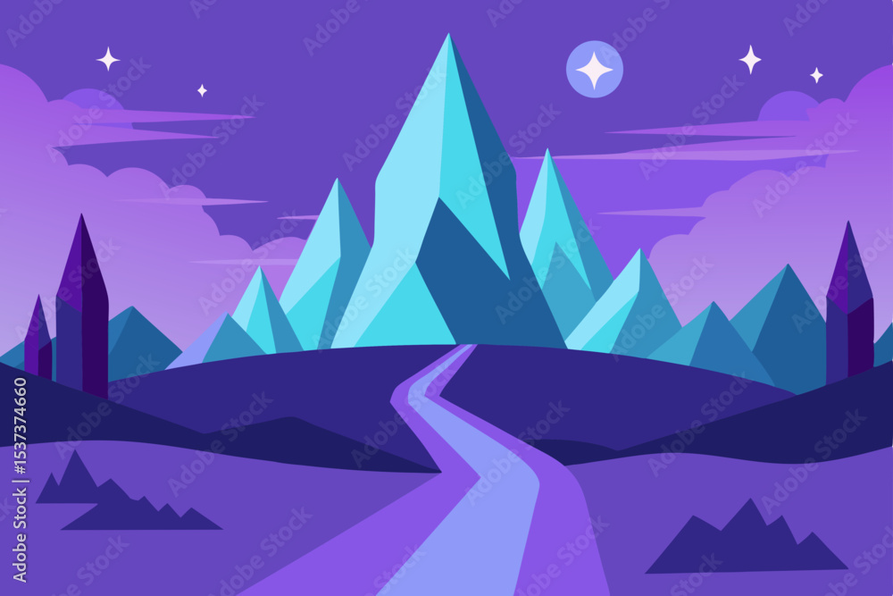 Obraz premium vector illustration of a night landscape