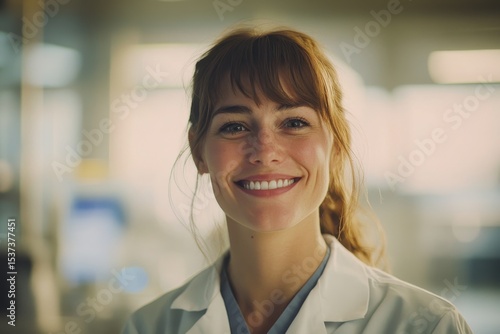 Joyful Female Physician Engaging with Digital Solutions for Hospital Team Management and Health Care Innovations