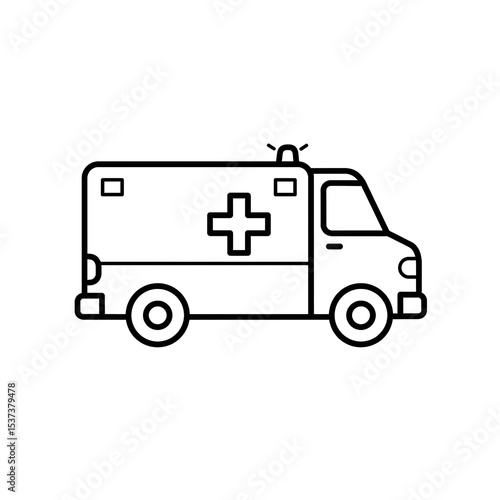 Wallpaper Mural "Ambulance Icon with Medical Cross – Flat Emergency Vehicle Illustration in Black and White" Torontodigital.ca