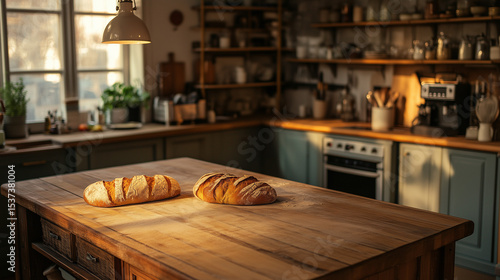 Inviting Farmhouse Style Kitchen with Homemade Bread