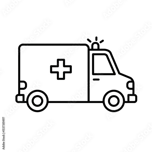 Wallpaper Mural "Emergency Ambulance Icon with Medical Cross and Siren – Black and White Vector Illustration" Torontodigital.ca