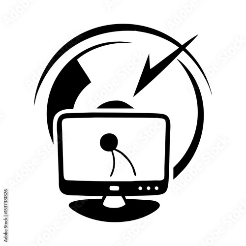 Synchronization and updates for the computer with automatic download illustration symbol silhouette vector