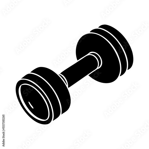 Silhouette of a dumbbell with evenly distributed weights for strength training silhouette vector
