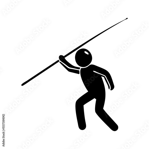 Silhouette of a person throwing a spear in preparation for attack silhouette vector