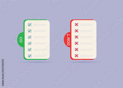 Do and don't icon. Dos and Don't vector illustration Pros and Cons sign business concept.
