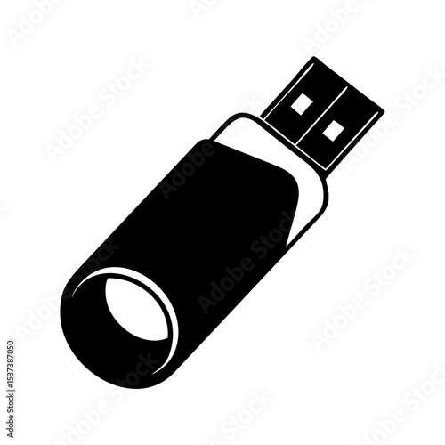 Silhouette of a USB Flash Drive for Data Storage and Transfer silhouette vector