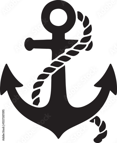 Silhouette vector of anchors with rope, ideal for nautical, marine, and sailing-themed creative design projects.
