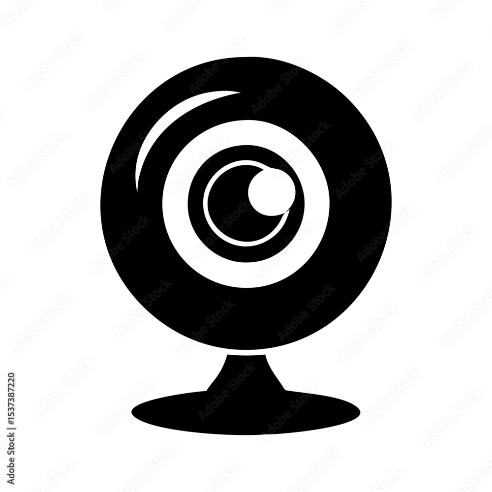 Stylized black and white icon of a webcam on a stand silhouette vector Stylized black and white icon of a webcam on a stand silhouette vector