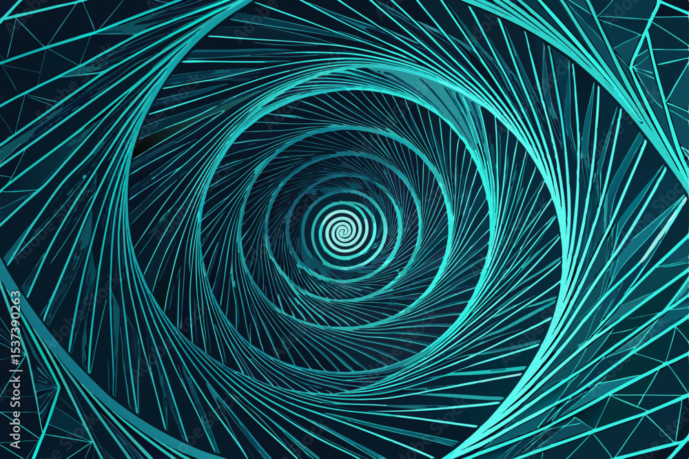 Obraz premium Abstract fractal art illustration featuring a colorful spiral light burst design with a vortex texture and futuristic energy lines