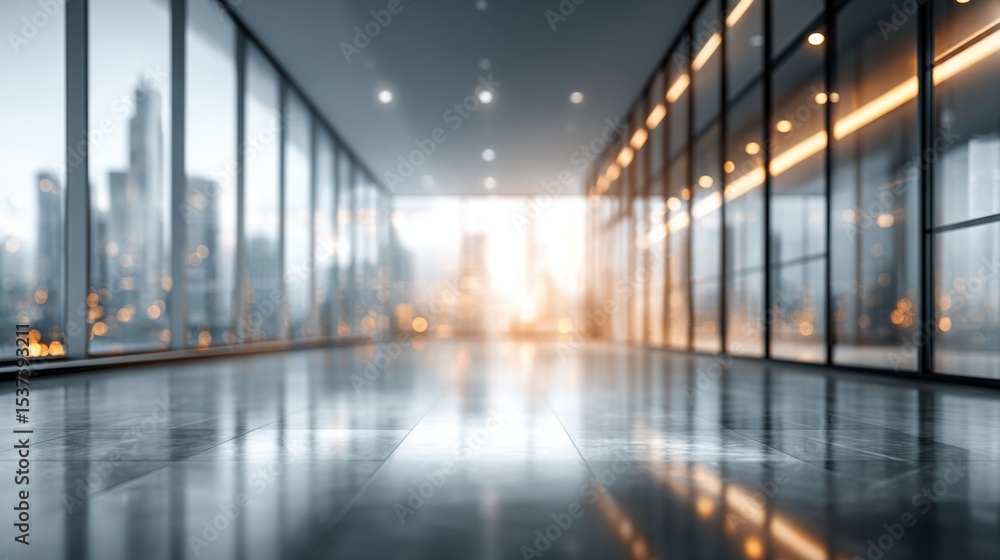 A large, empty room with a city view in the background. The room is lit by a single light source, creating a sense of emptiness and solitude A large, empty room with a city view in the background. The room is lit by a single light source, creating a sense of emptiness and solitude