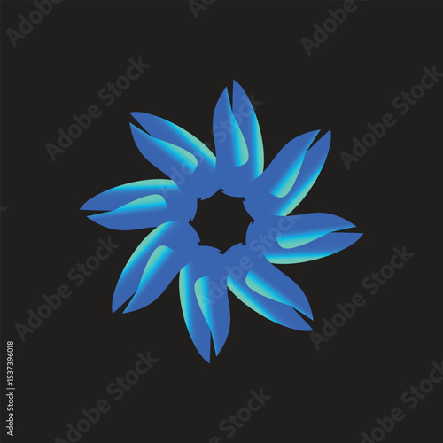 Abstract Blue Teal Flame Flower Mandala